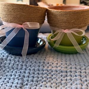 “Norcal” Vintage Set Of 2 Small Pots -            4.5”X 5”   NWT